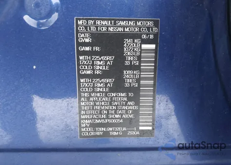 2018 Nissan Rogue Sv z USA, uszkodzony, nr VIN KNMAT2MV8JP606054